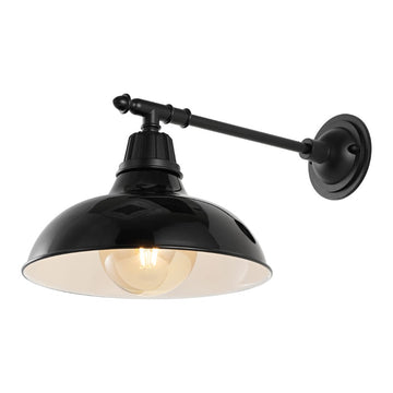 Wallace 12.25" Farmhouse Industrial Indoor/Outdoor Iron LED Victorian Arm Outdoor Sconce